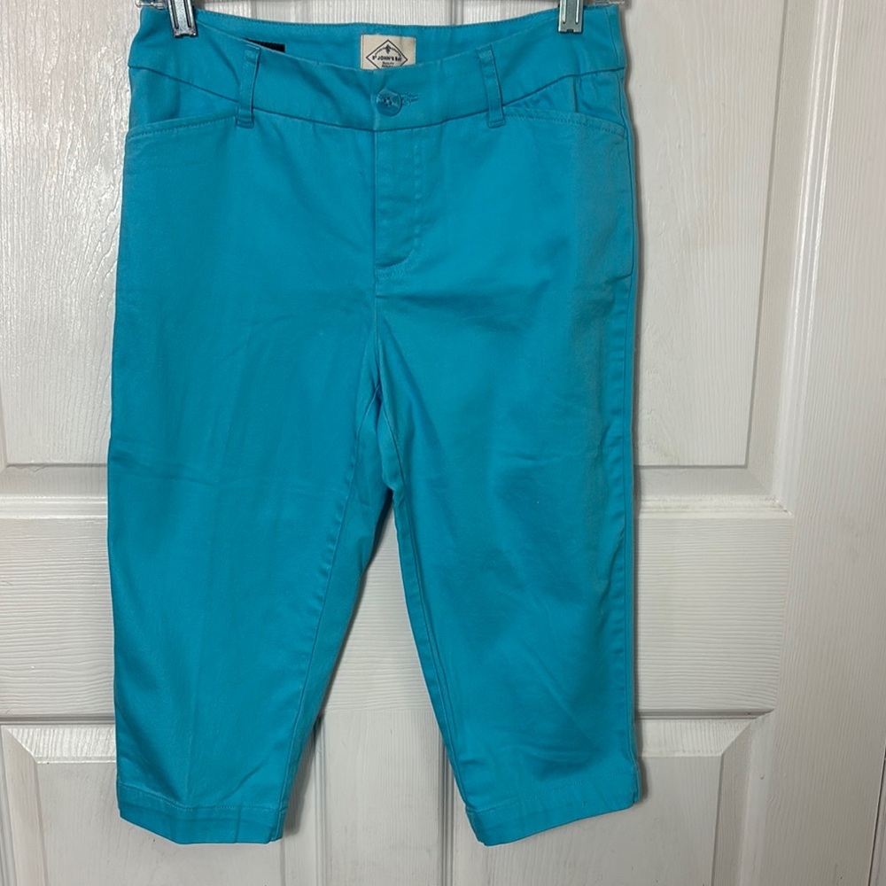 St. John's Bay Pool Blue Crop Cotton Pants Size 6P beach resort vacation Summer